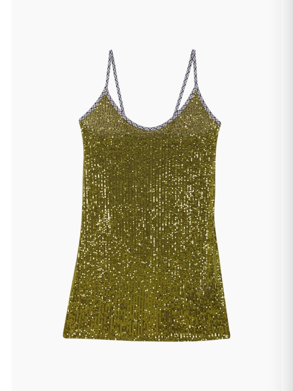 Sequin Slip Mini Dress - Olive Green